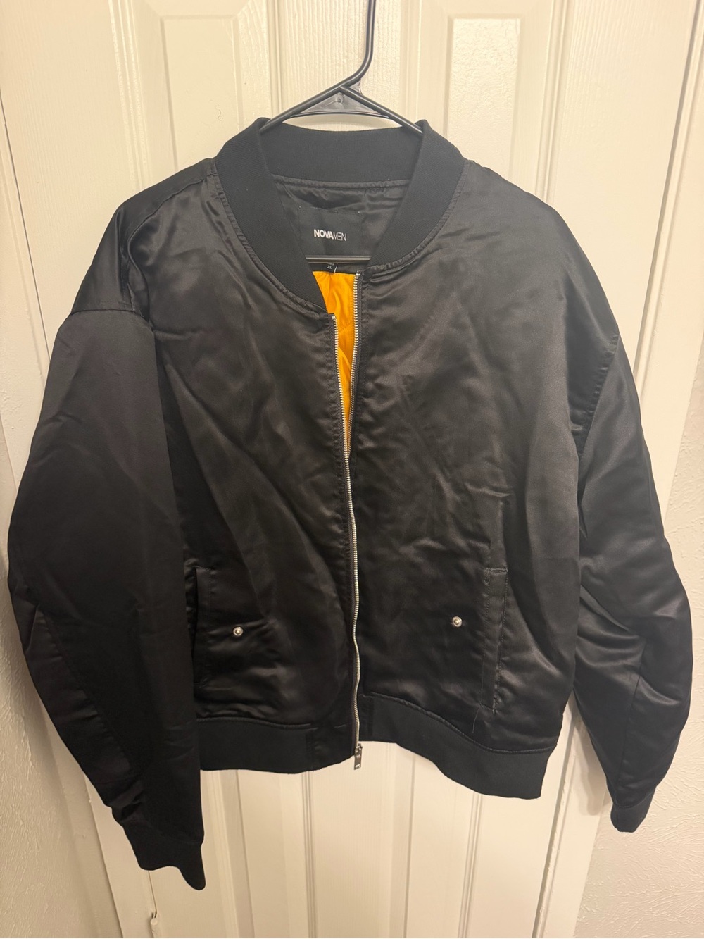 Men’s Black Bomber Jacket with yellow Lining - FashionNova